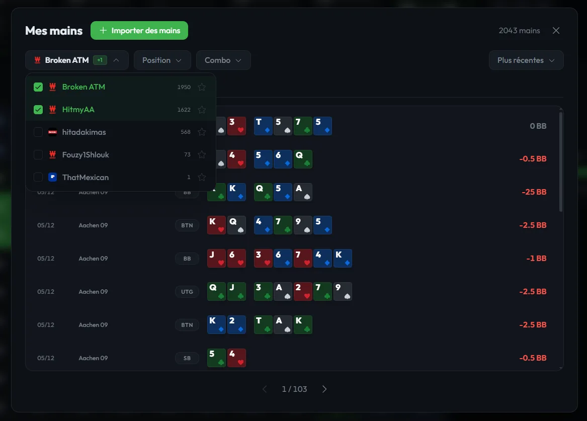 GrindLab hand import, paste a hand history and let the tool parse it
