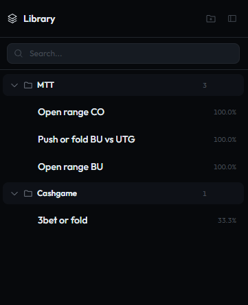 GrindLab Range Library — organized by game type and position